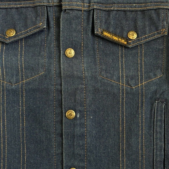 VINTAGE Saddle King Jacket Youth 16 Reg Blue Denim Jean Button Western Cowboy - Picture 8 of 10